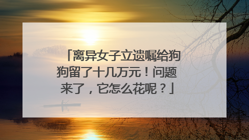 离异女子立遗嘱给狗狗留了十几万元！问题来了，它怎么花呢？